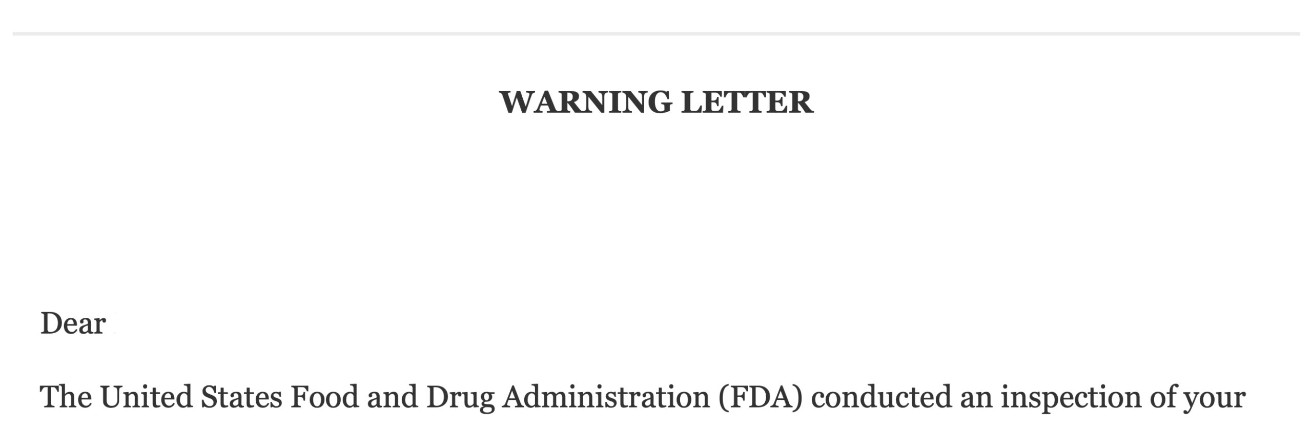 FDA Warning Letter Response image